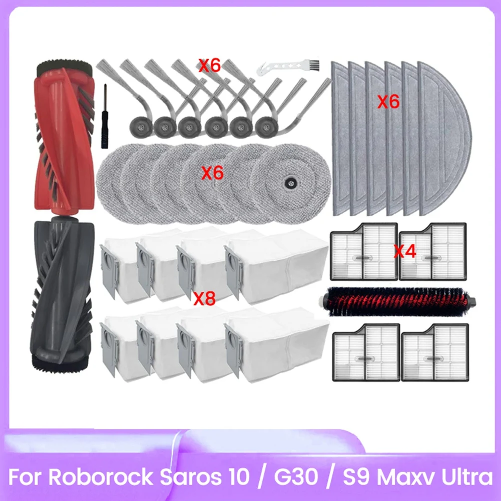Kit de accesorios de repuesto ABGP-35Pcs para aspiradora Roborock Saros 10 / S9 Maxv Ultra / G30, incluye cepillo principal, filtro, almohadillas para fregona
