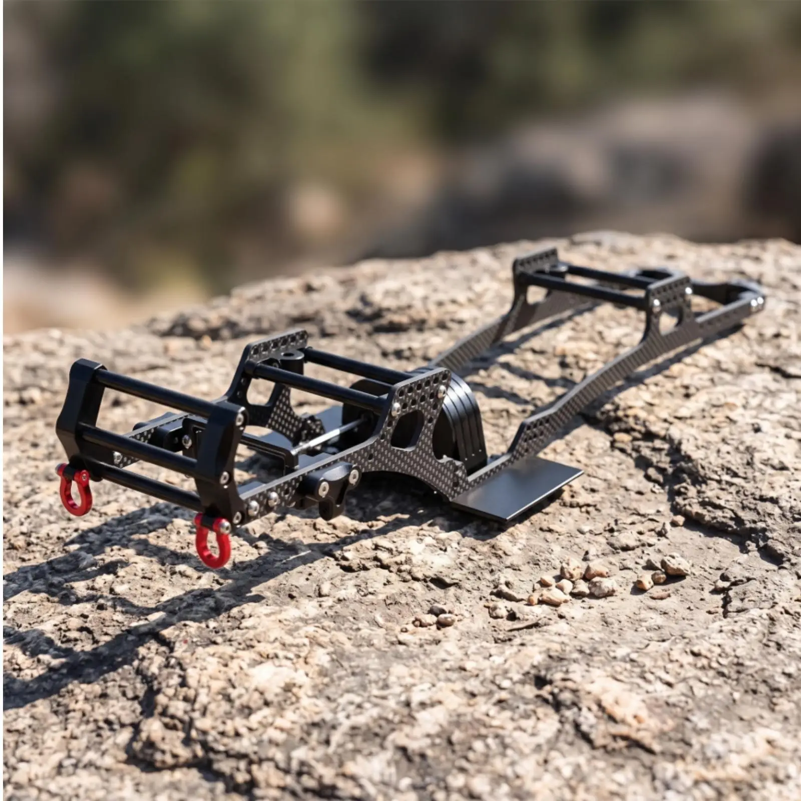 RC Car Chassis 1/10 Carbon Fiber Crawler Chassis Set with Black Weave Frame Rails for Custom Builds