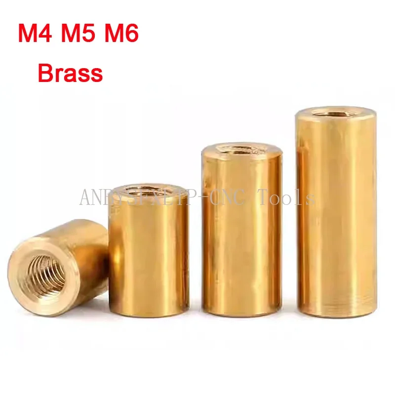 H62 Brass Round Standoff Spacer Column Through-Wire Hole Through-Tooth Copper Round Joint Nut DIY Model Parts M4 M5 M6