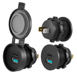 Dual PD3.0 Type C USB Fast Charging Socket Car USB C Power Supply Car Ship Motorcycle Waterproof Charging Adapter Socket 12-24V