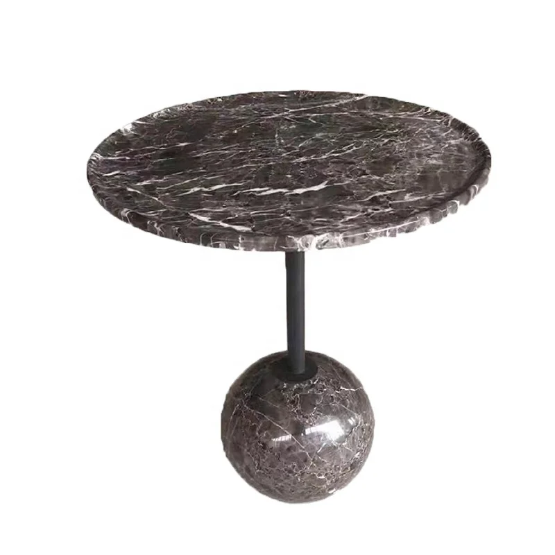 

Living room sofa luxury side table modern round gray white color nature marble side side coffee table