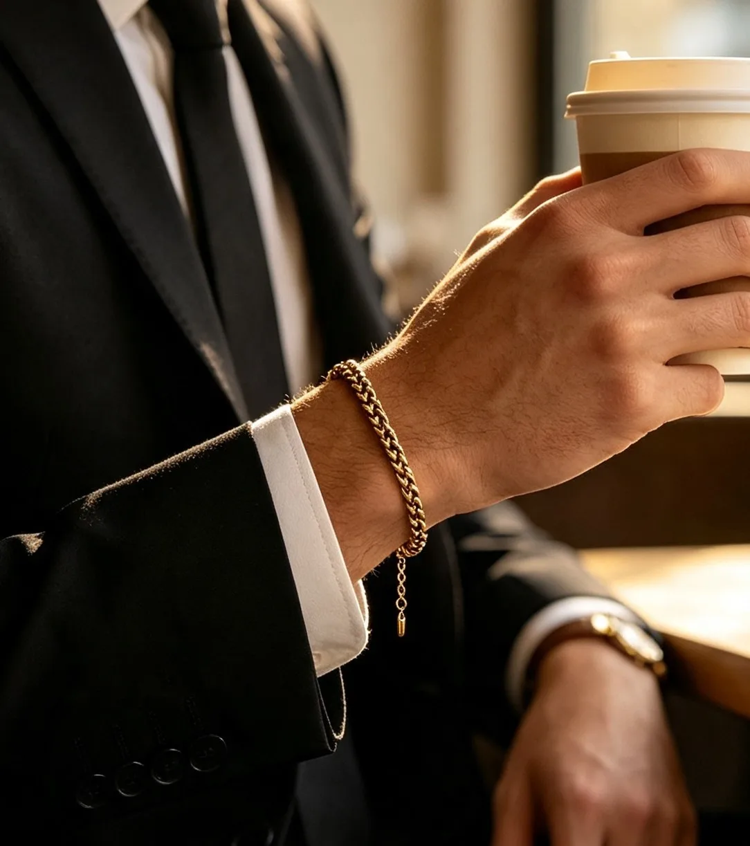 Stainless Steel Dragon Bone Braided Chain Bracelet Adjustable Extension Chain Unisex Gold Plated Jewelry for Men Women