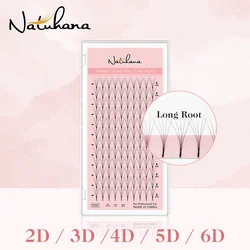 NATUHANA Long Stem Lashes 2D 3D 4D 5D 6D Premade Volume Fans Faux Mink Eyelash Extension Premade Russia Fan Eyelashes do makijażu