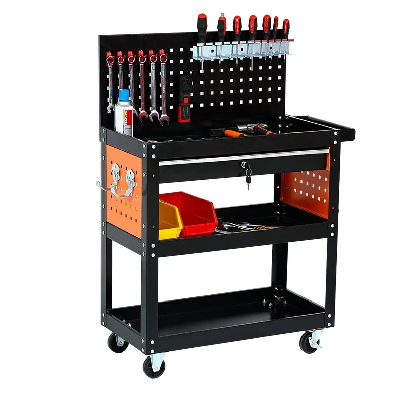 

Three-layer tool cart Auto repair drawer Side panel Mobile car Multifunctional household storage Parts Tool trolley