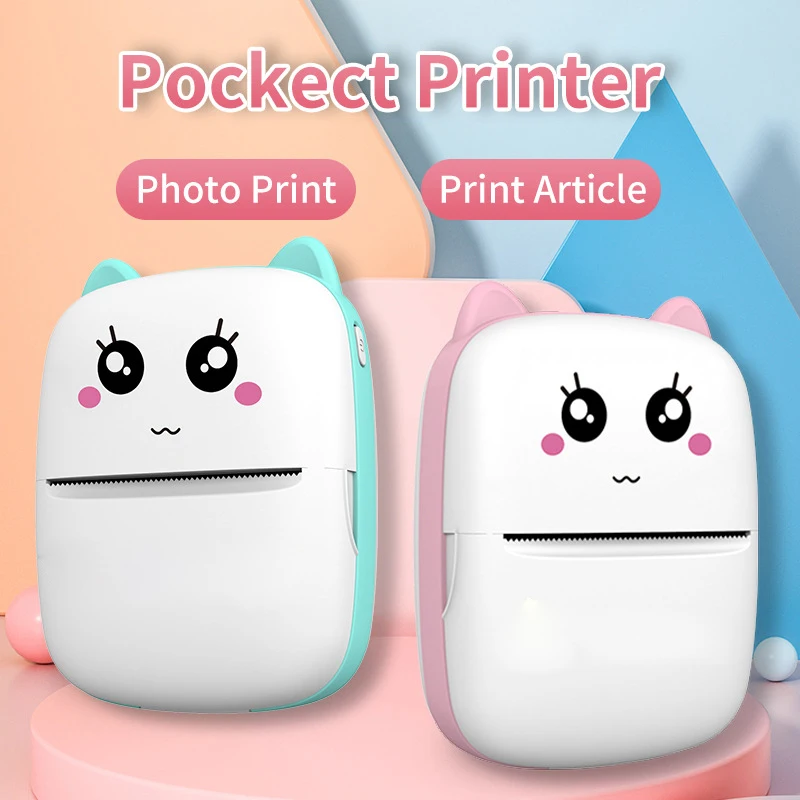 New portable mini printer wireless Bluetooth Android iOS mobile photo thermal printers tags Termica label maker with paper rolls