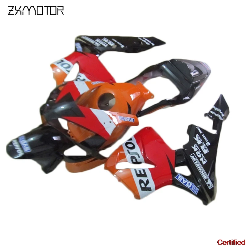 

Plastic ZXMT Motorcycle Fairing Kits For Honda CBR600RR F5 2003 2004 Orange Black Fairings Set Cbr 600 Rr F5 03 04 CX27