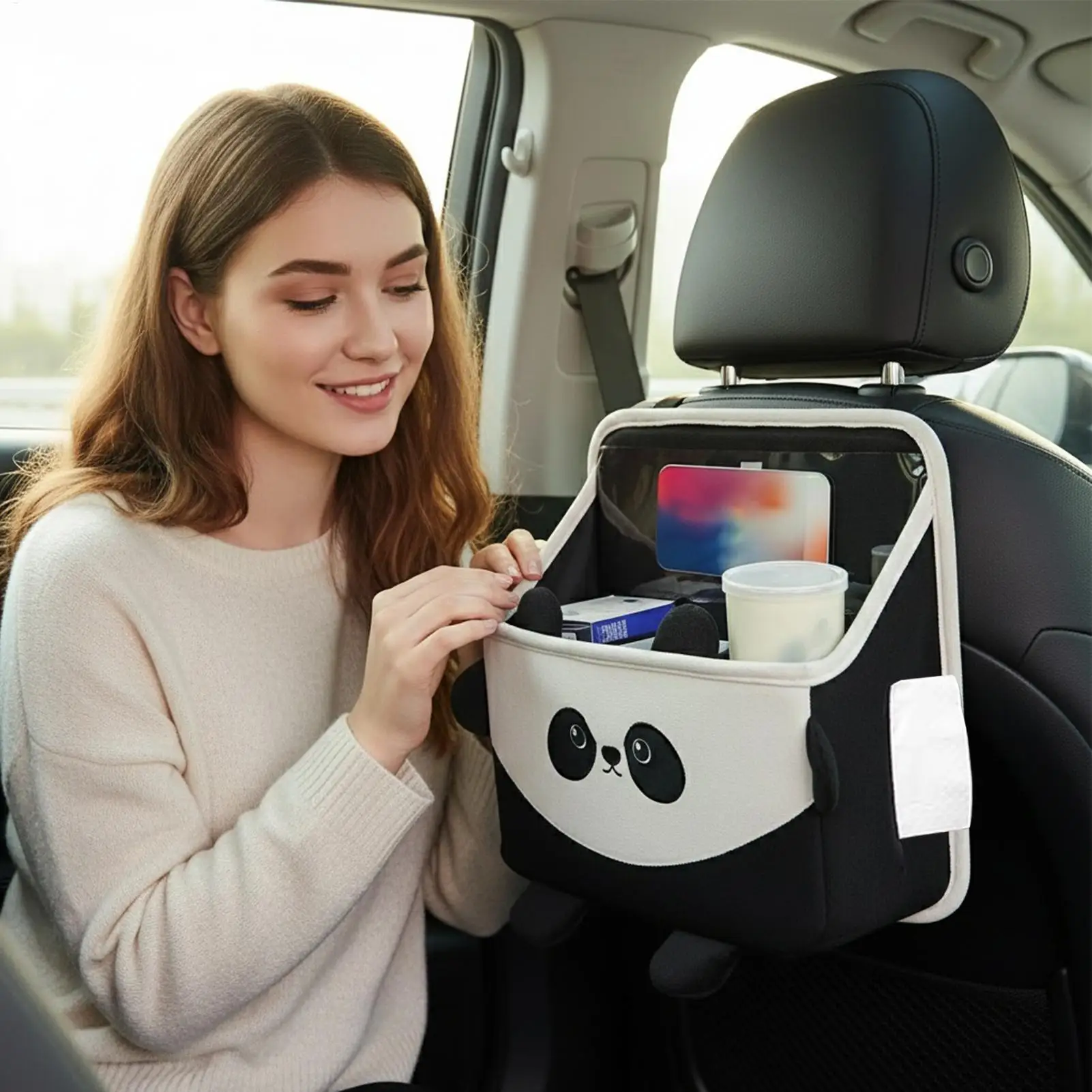 Backseat Trash Can Wear-Resistant Soft Storage Bag Auto Back Seat Storage Bag For Family Friends Mobile Phones Files Toys Snacks