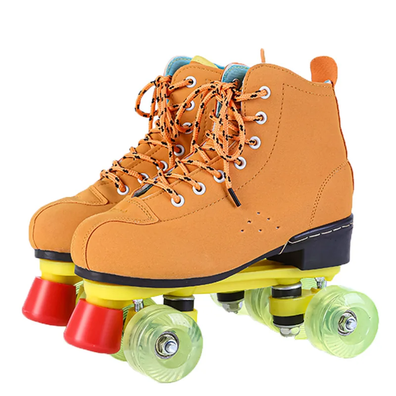 Chaussures de patinage pour adultes, patins à 4 roues, double nucleRoller, baskets à poulie clignotante, 4 roues, façades