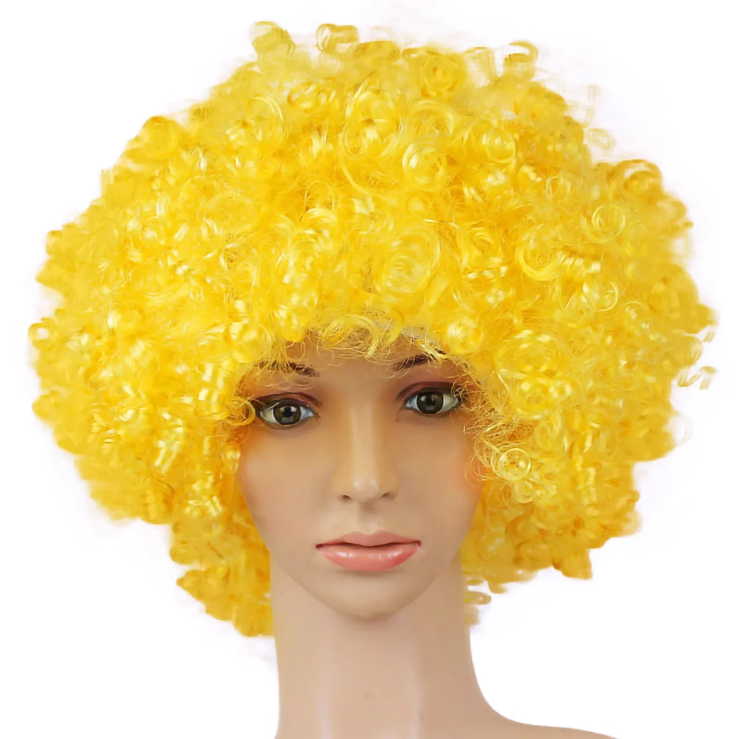 

Colorful Curly Synthetic Wig Vibrant Yellow Orange Hair for Cosplay Halloween Party Costume Themed Event Dress Up