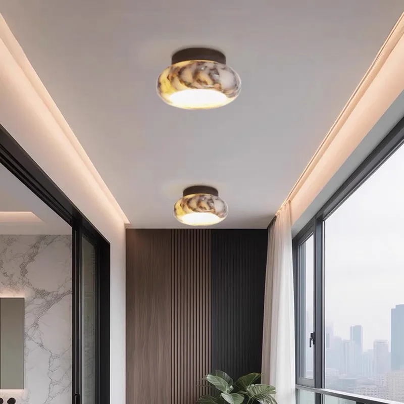 

Nordic Hight End Nature Marble LED Ceiling Lamps Minimalist Small Luminaires Bedroom Entrance Corridor Aisle Interior Lighting