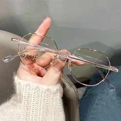 Fashion Polygons Anti Blue Light Glasses Women Men Vintage Computer Eye Protection Eyeglasses Round Plain Spectacles