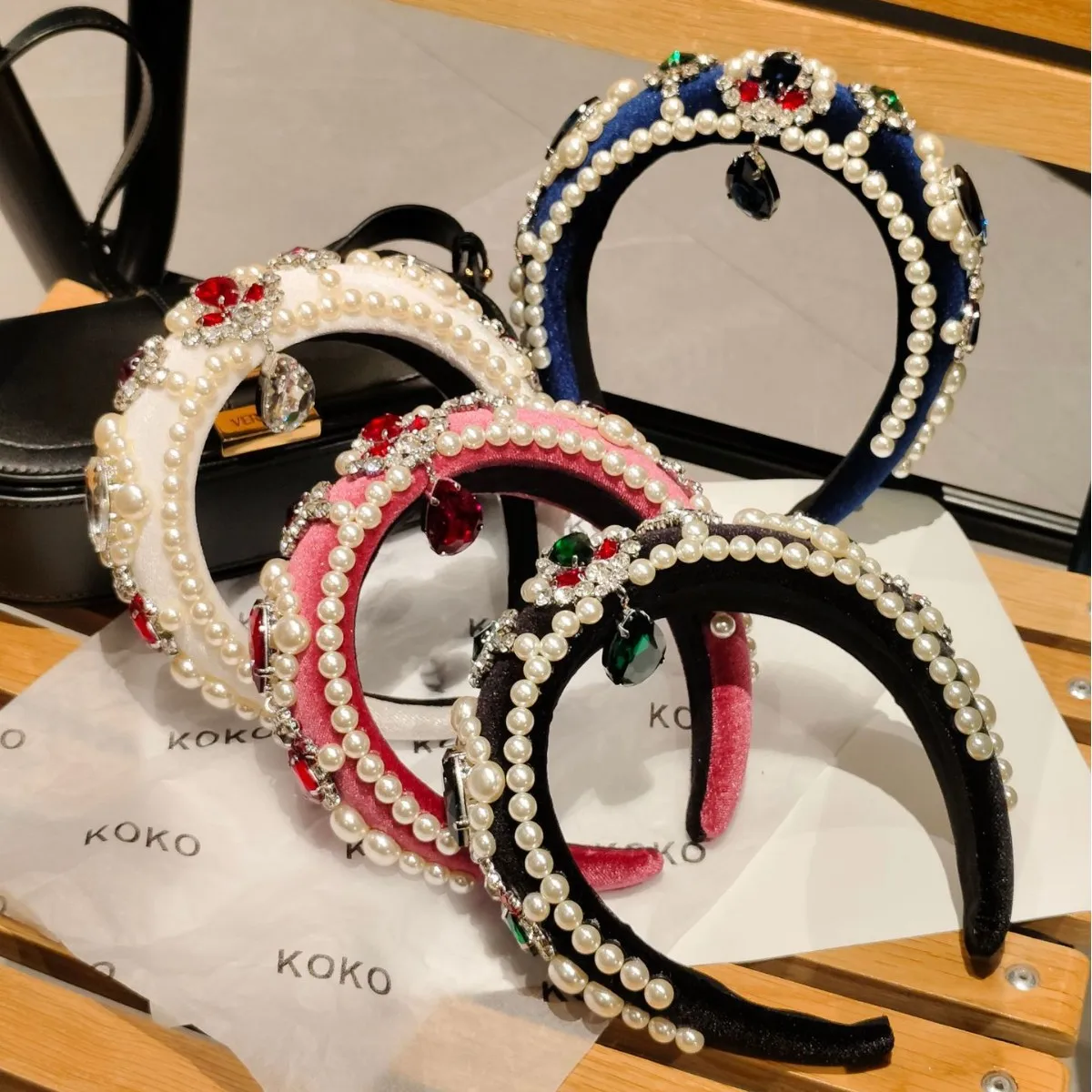 European and American Baroque Style Large Diamond Water Drop Pearl Headband Luxurious Hair Accessory