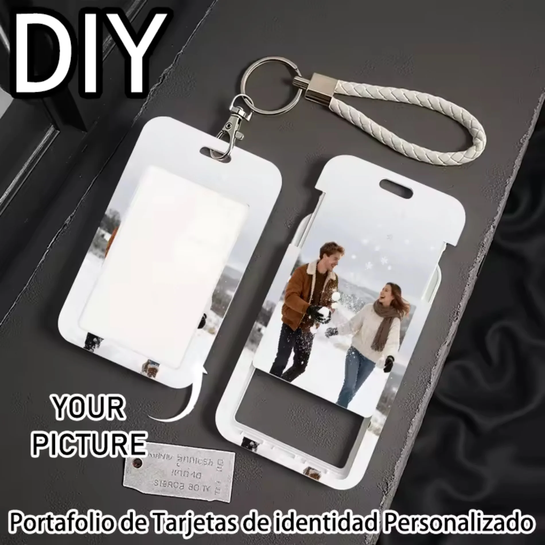 Acrylic DIY Custom Photo ID Card Holder Lanyard Wrist Lanyard Keychain Personalized Picture Card Cover For Student Work Badge