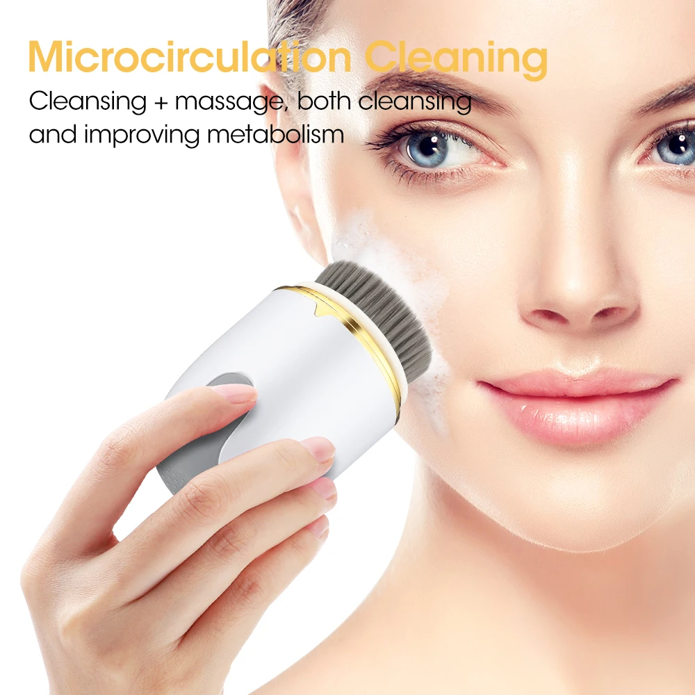 3 In 1 Electric Facial Cleansing Brush Rotating Face Brush Deep Cleaning Skin Peeling Cleanser Exfoliation Massage Brush