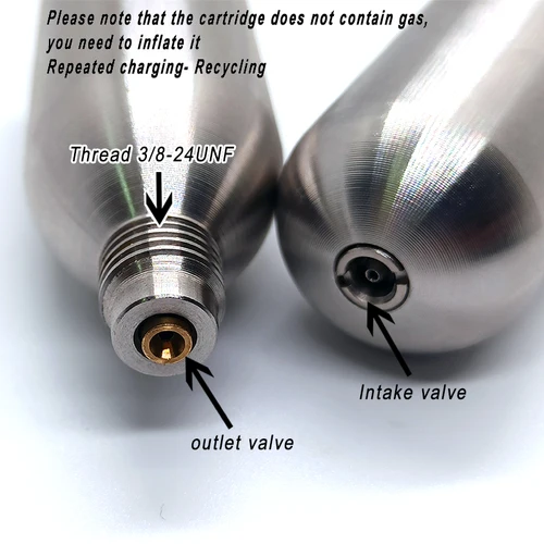 Imagen 2 del producto 3/8-24unf 24g 45g 33g cartuchos de CO2 cilindro recargable de acero inoxidable de alta presión para entrenamiento de oxígeno chaleco de rescate de buceo
