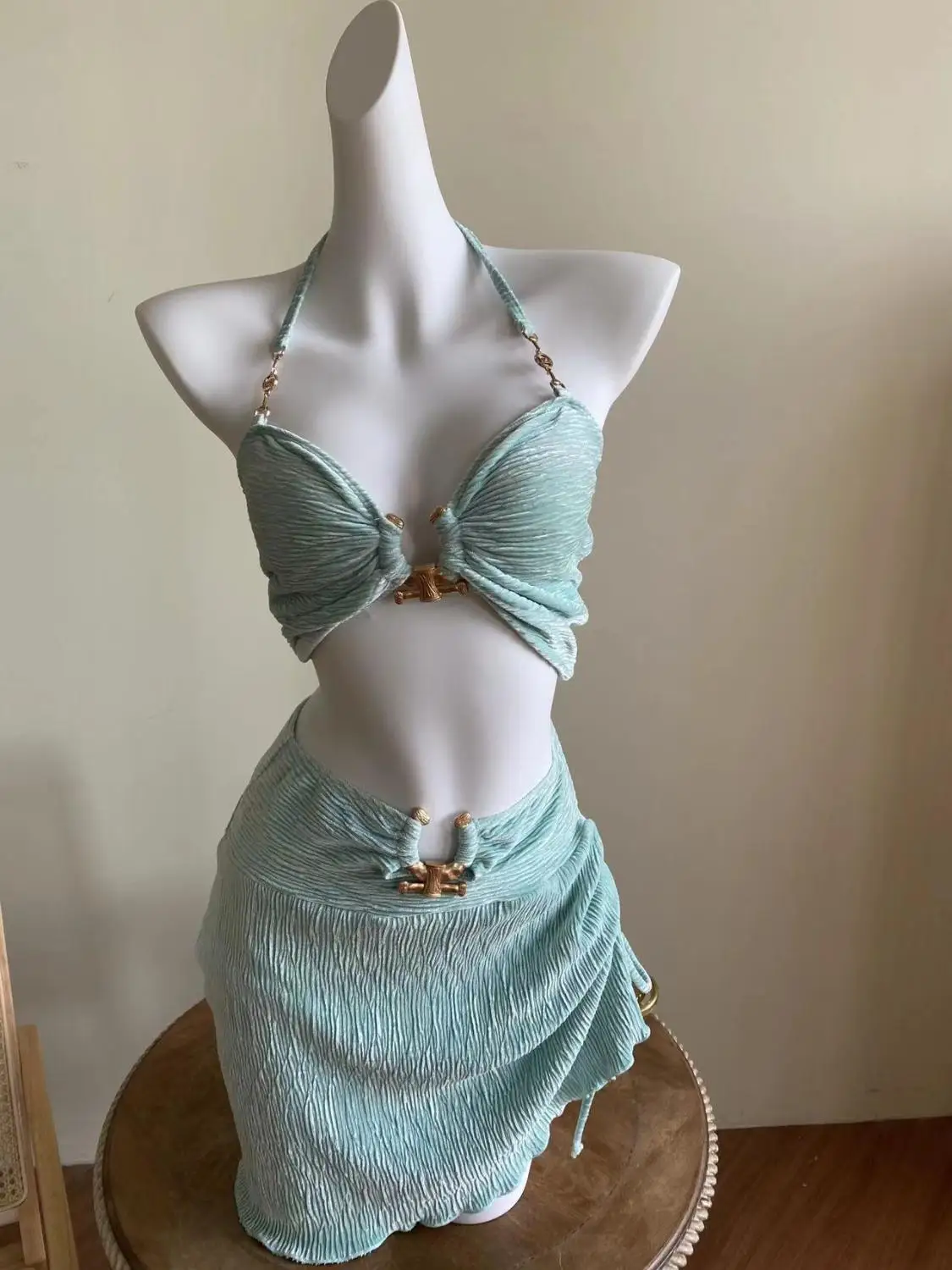 

Элитный летний купальник Mint Forest: сексуальный комплект из двух предметов, отбеливающий, с V-образным вырезом, из полиэстера