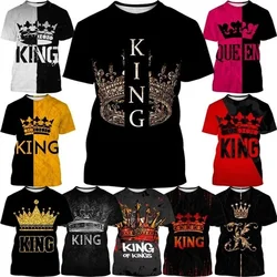 King And Queen Crown Graphic T Shirts For Men Women 3D Printing Unisex Couple Tee Tops Casual Short Sleeve Men Tshirt Streetwear