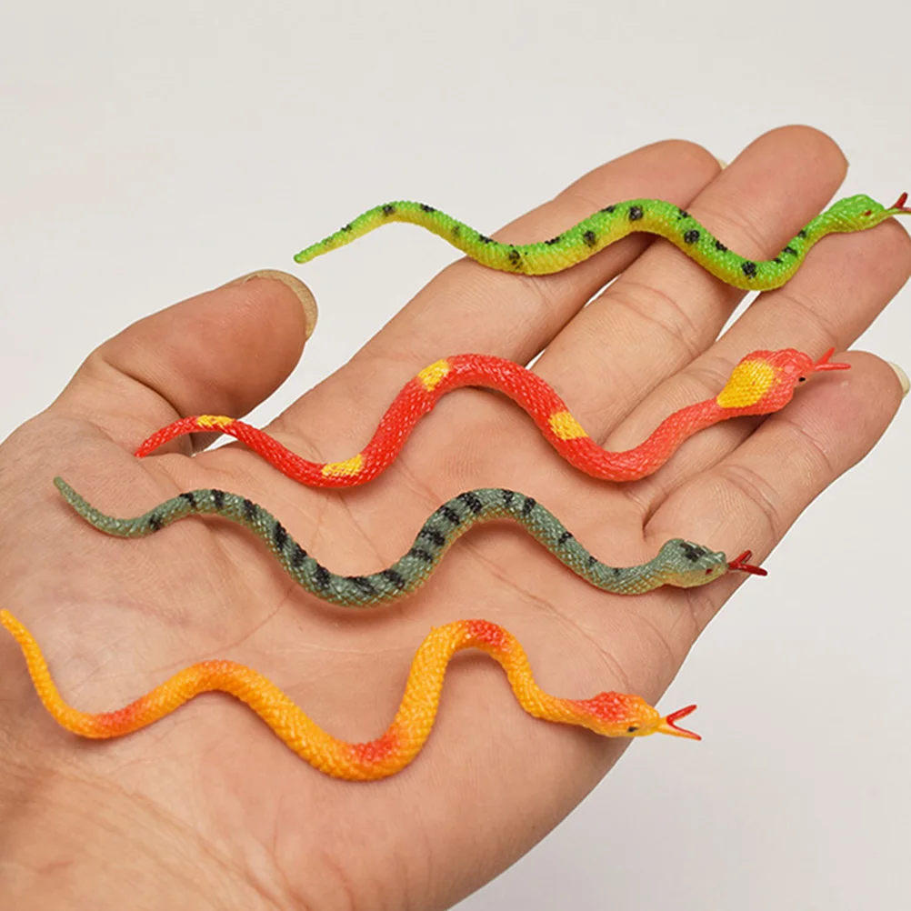 6pcs Fake Snake Props Realistic Simulation Animal Figures PVC Model Vivid Colors Teaching Equipment Prank Toy Durability