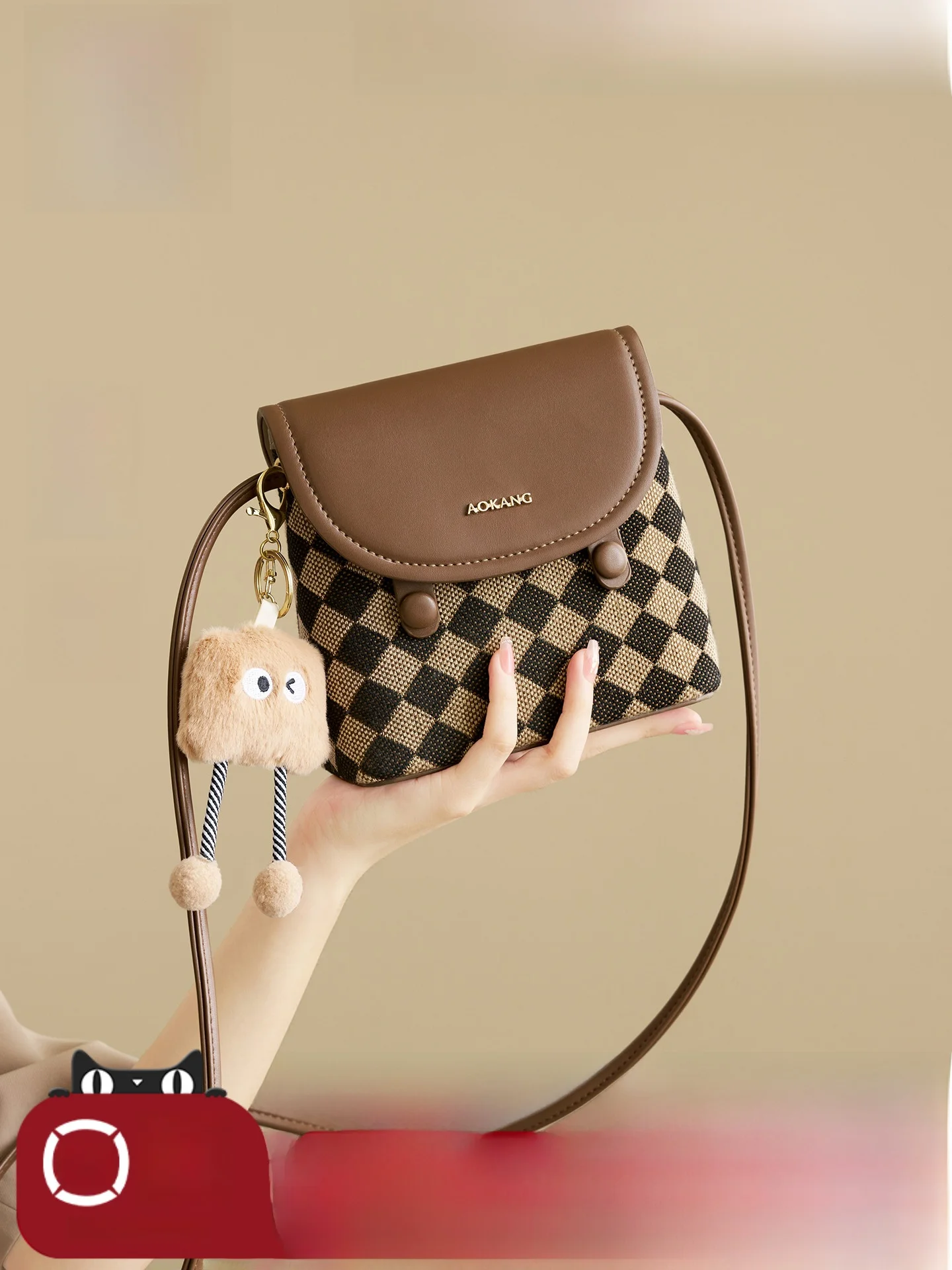 حقيبة كتف نسائية من Aokang ذات سعة كبيرة حقيبة هاتف محمول للركاب حقيبة كورية بحزام واحد حقيبة كروس من القماش الناعم