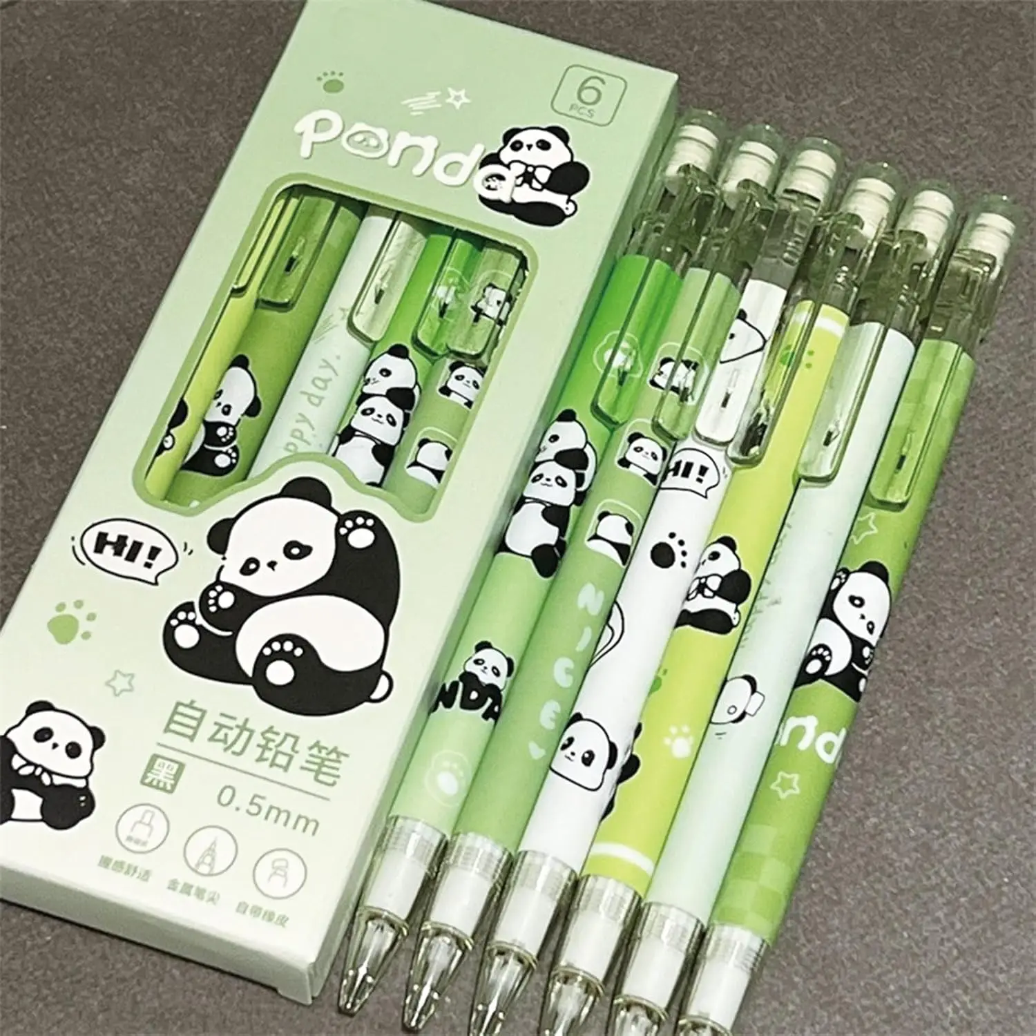 

Green Cute Mechanical Pencils with Eraser 0.5mm Cartoon Panda Mechanical Pencil School Pencil for Women