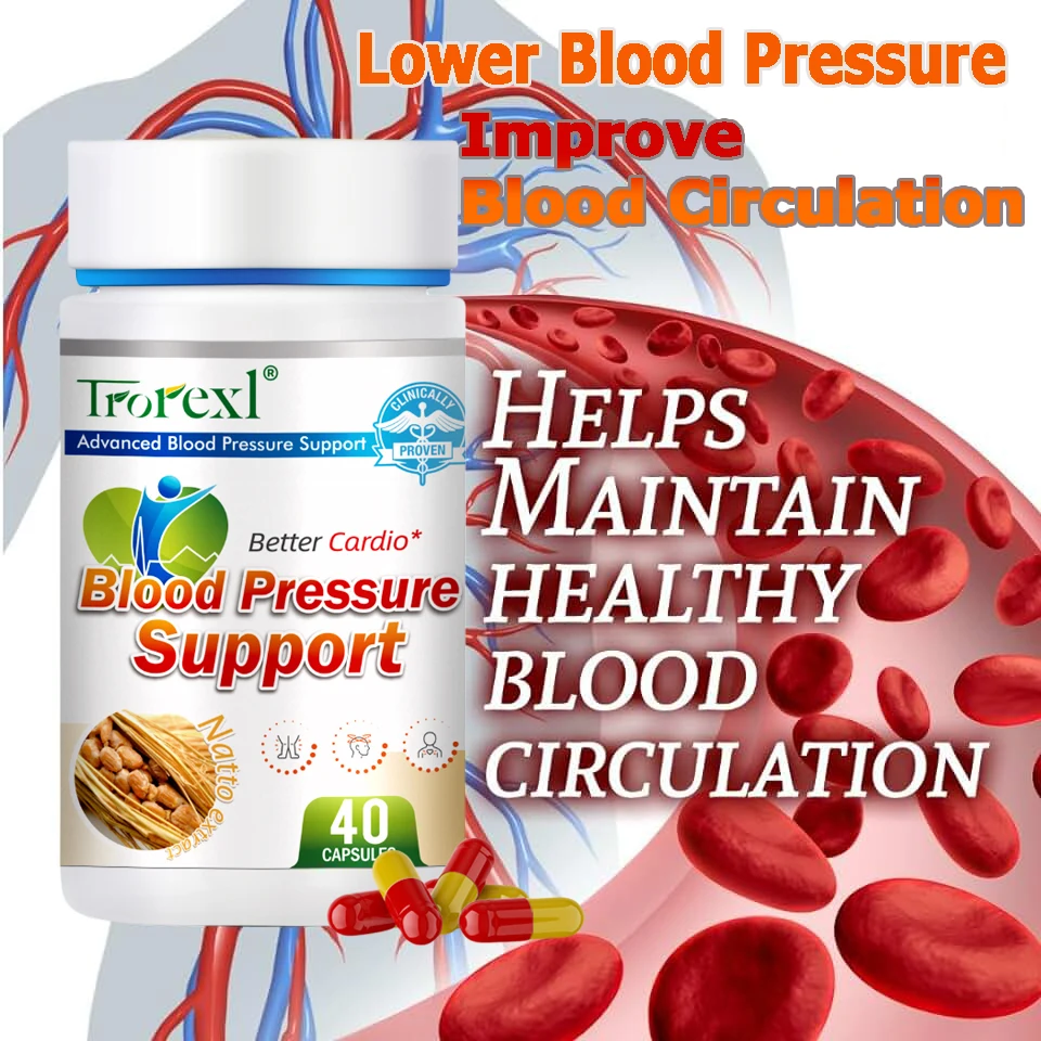 Nattokinase Capsules Helps Lower Blood Pressure for Cardiovascular and Heart Health Supports Circulatory & Normal Blood Flow