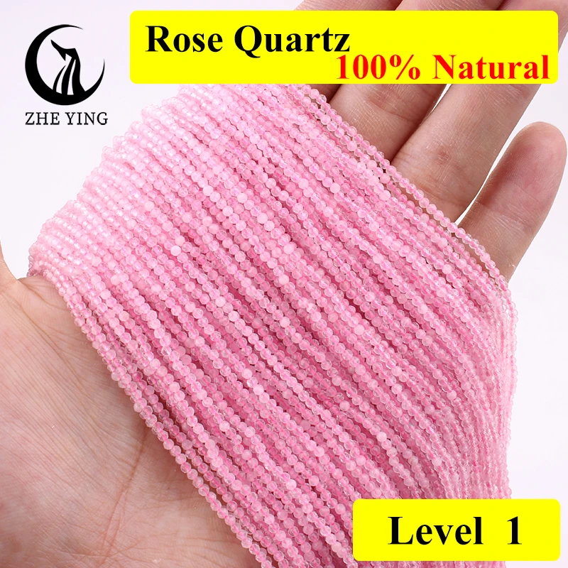 Zhe Ying Natural Rose Quartz Beads 2 3 4mm Small Faceted Gemstone Beads for Jewelry Making Bracelet Necklace DIY Accessories