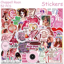 52pcs Hot Singer Chappell Roan Stickers Concerts Decals For Laptop Scrapbook Skateboard Guitar DIY Cartoon Aesthetic Stickers