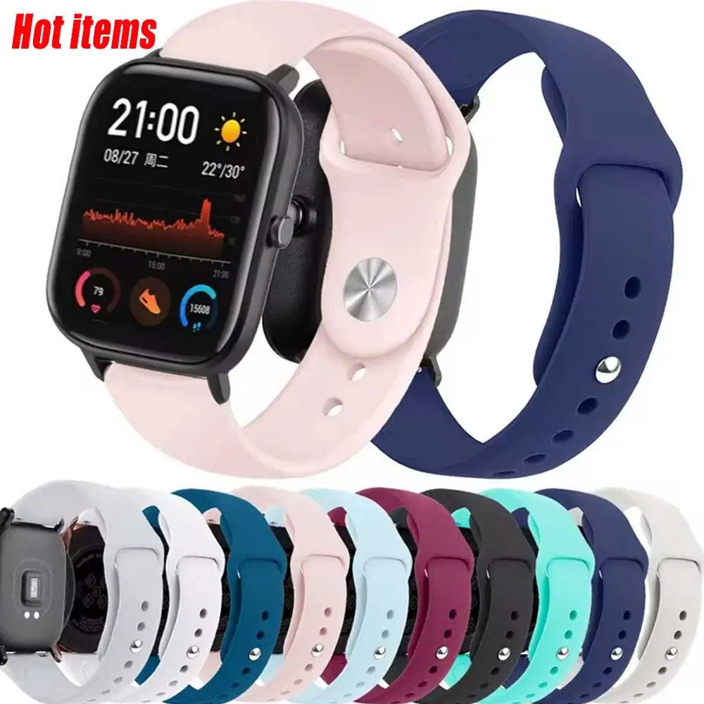 

Силиконовый ремешок Pop 20 мм/22 мм для Amazfit GTS 3/2/2e/GTS2 Mini/GTR 42 мм/47 мм/GTR 3/3 Pro/2/2e, спортивные часы, браслет Amazfit Bip Str