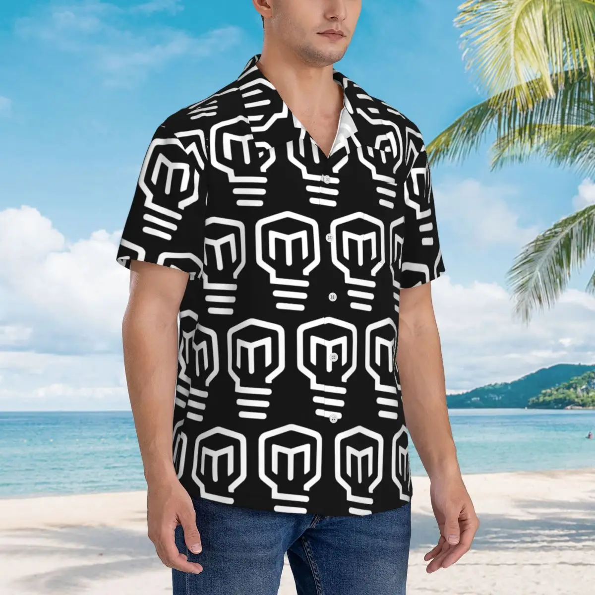 

Mark Rober HD Logo Hawaiian Shirts Funny Men Short Sleeve Shirt for Summer Beach Men's Button Tops
