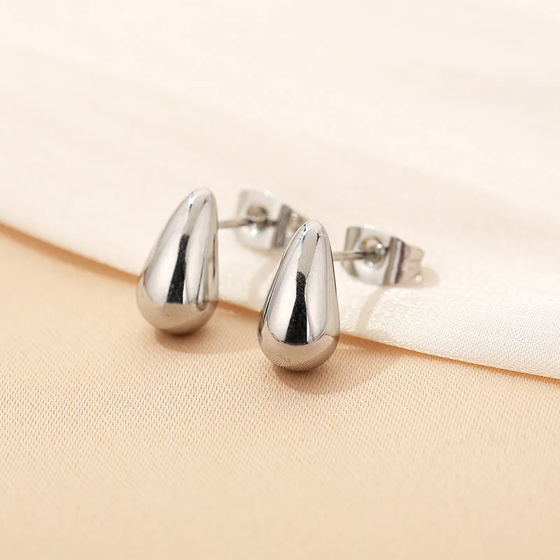 Elegant Teardrop Hollow Earrings for Women Girl Glossy Stainless Steel Mini Water Drop Earrings Dupes Wedding Party Jewelry Gift