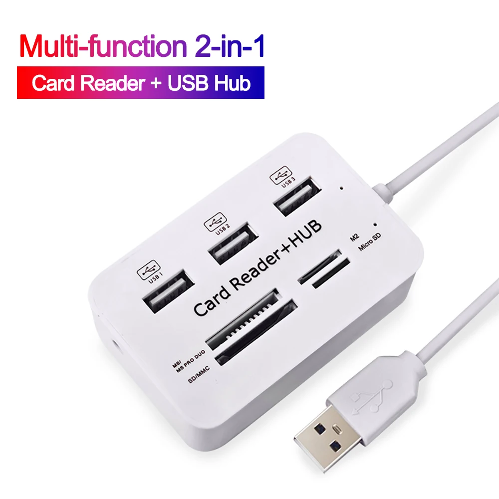 USB Hub Combo 3 Ports USB Splitter Docking Station USB 2.0 Extender Adapter All In One Card Reader For PC Computer Notebook