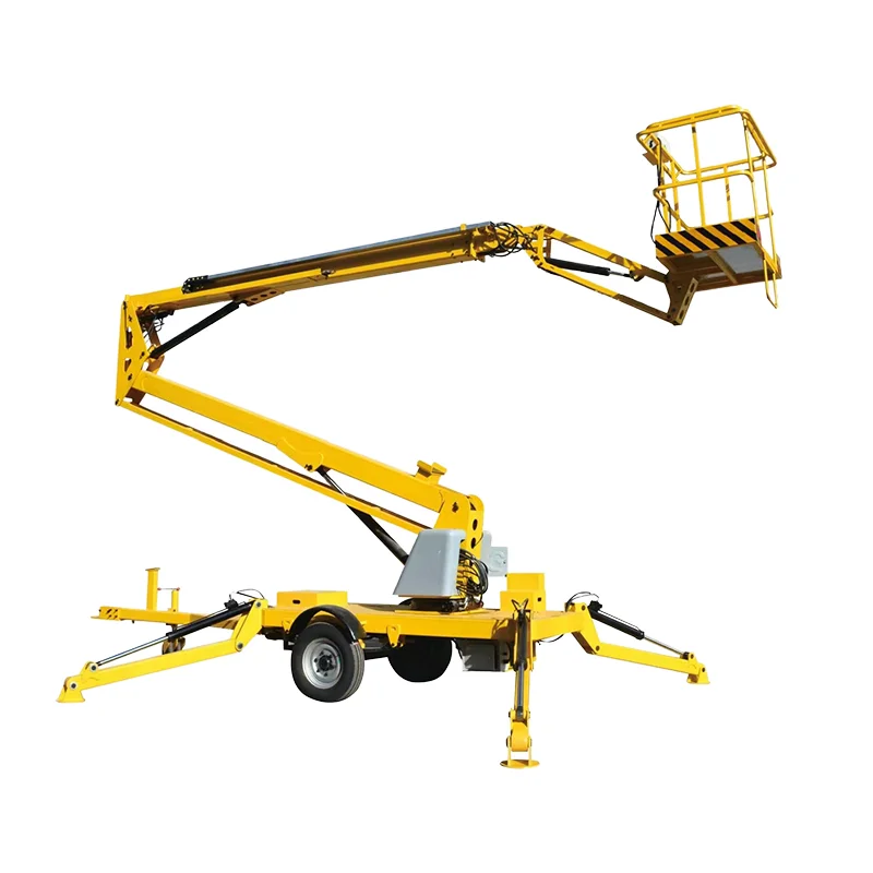 Diesel Electric Battery Truck Towable Tracked Boom Hydraulic Mobile Scissor Lift 300kg Load Straight Curved Arm Elevator