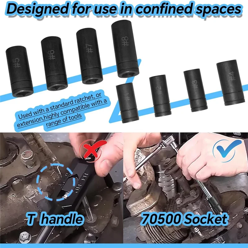 

AAAN-8 Piece Tapping Socket Kit 8Pcs Tap Socket Set Faucet Repair And Maintenance For Areas Where T-Handles Not Fit