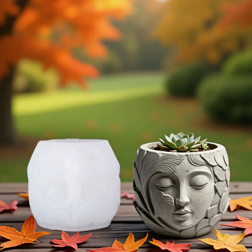 両面リーフスピリットキャンドルカップシリコンモールド DIY コンクリート石膏キャンドルジャー植木鉢エポキシ樹脂モールド家の装飾