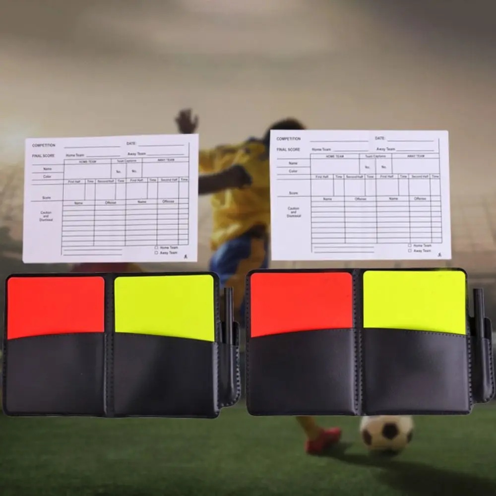 Red Yellow Cards Football Red and Yellow Cards New With Leather Wallet Pencil Recording Paper Fluorescent Football Equipment