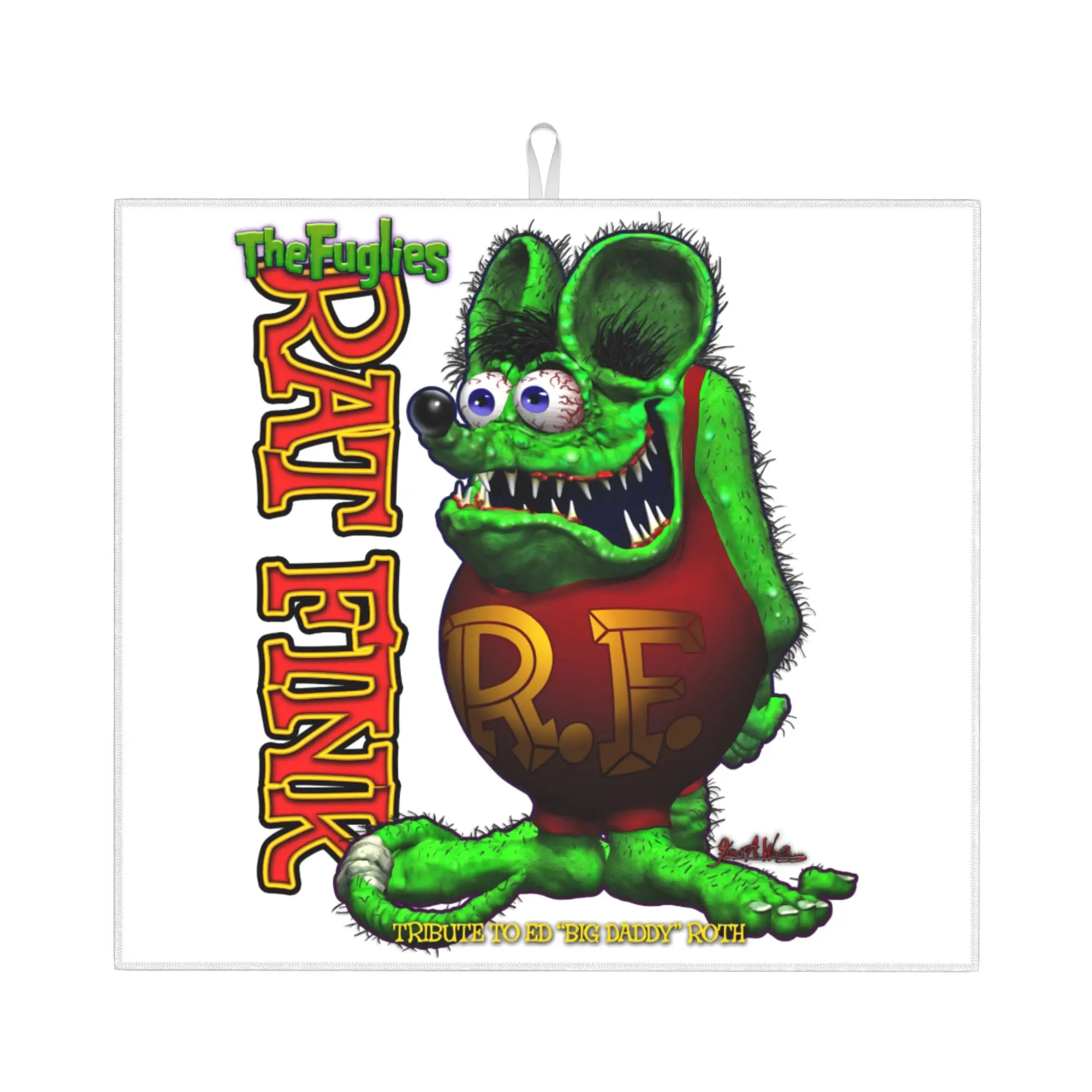 Funny Rat Fink Animation Anime Cartoon Non Slip Kitchen Counter Protector Mat Barware Tableware Bathroom Drying Mat For Kitchen