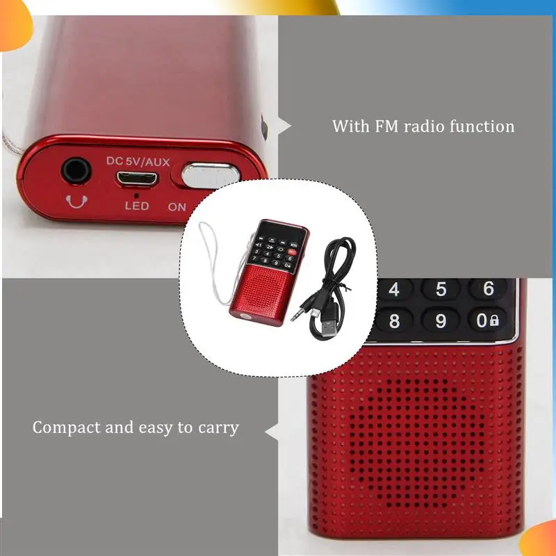 

B48A 10X L-328 Mini Portable Pocket FM Auto Scan Radio Music Audio MP3 Player Outdoor Small Speaker With Voice Recorder