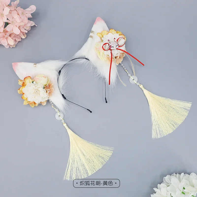 Sexy orelhas de raposa bandana gyaru pele do falso orelhas de raposa cocar cosplay traje adereços lolita acessórios jk menina argola de cabelo headwear