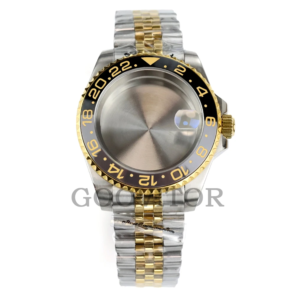 Gold Silver Watch Case NH35 Sapphire Glass 40mm NH35 Case for GMT SUB NH34 NH35 NH36 movement 28.5mm Dial Oyster/Jubilee Strap