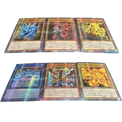 3Pcs/Set Yugioh Cards Egyptian God Slifer the Sky Dragon Obelisk the Tormentor Anime Game Collection Gauze Flash DIY Cards Toys