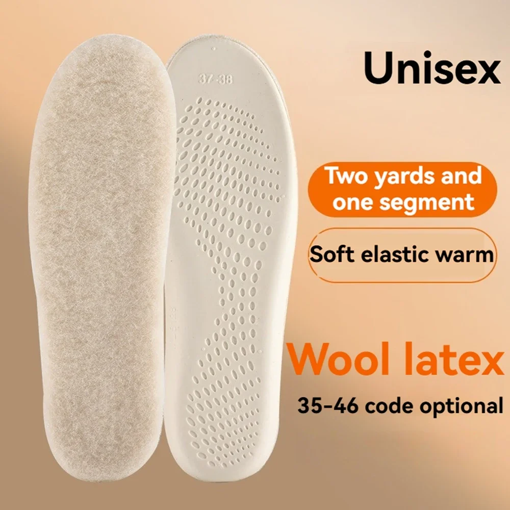 

Genuine Wool & Cashmere Shoe Insoles, High Elastic Latex Winter Insoles with Arch Support for Men & Women