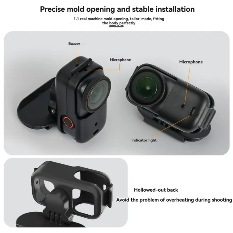 Y43A-For Osmo For Nano متوافق مع قبعة الكاميرا الرياضية القابلة للتعديل - أسود، لتصميم بلاستيكي خفيف الوزن ومتين