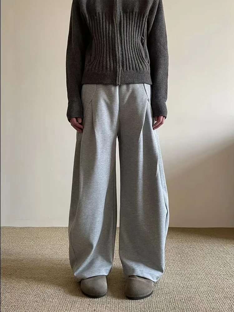 

American Lazy Style Thickened Wide Leg Pants Men Winter Loose Feelings Knife Straight Leg Trousers Casual Straight Pants