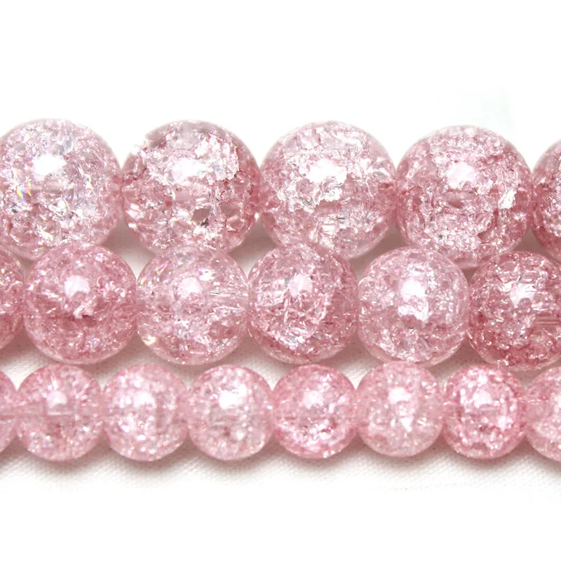 Natural Stone Rose Pink Cracked Crystal Beads 15\