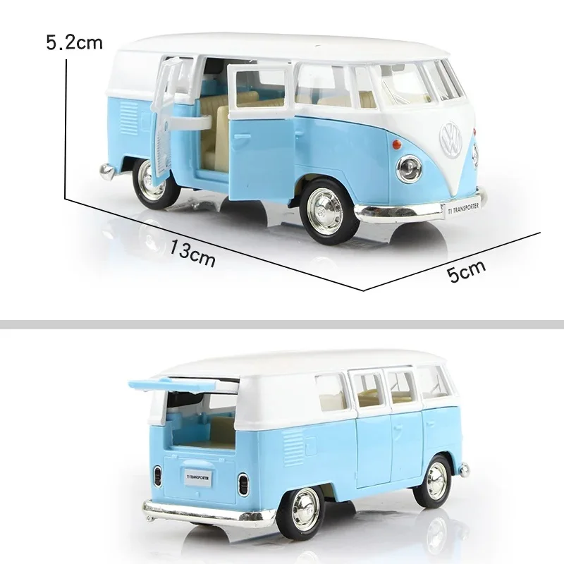 1/36 Diecasts Volkswagen Miniature Cars VW T1 Bus Toys Alloy Diecasts Scale Metal Collection Cars Models Vehicles Kids Toy Cars