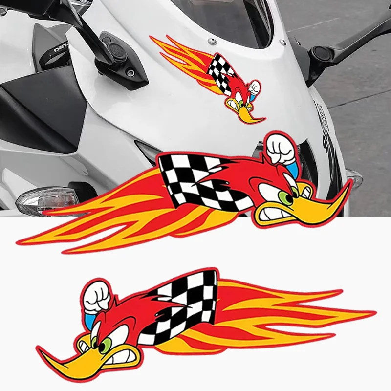 

Red Angry Bird Flame Checkered Vinyl Stickers Waterproof Decals for Motorcycle Car Helmet Bike Luggage DIY Decor