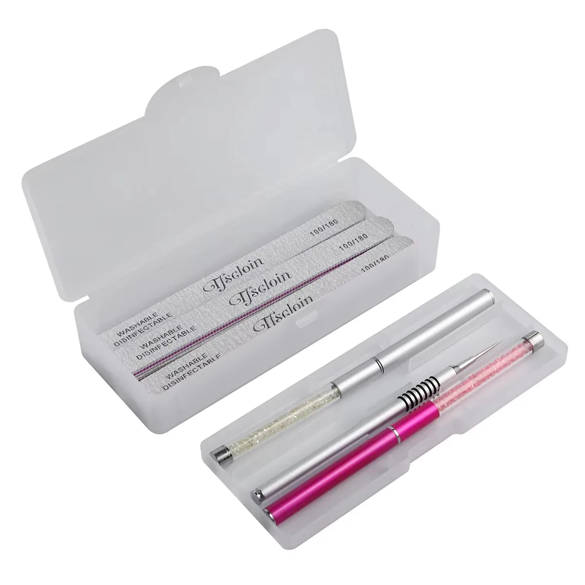 1 PCS Rectangular Double-layer Storage Box  Plastic Containers Store Tweezers Scissors Pens Polished Nails Manicure Tools