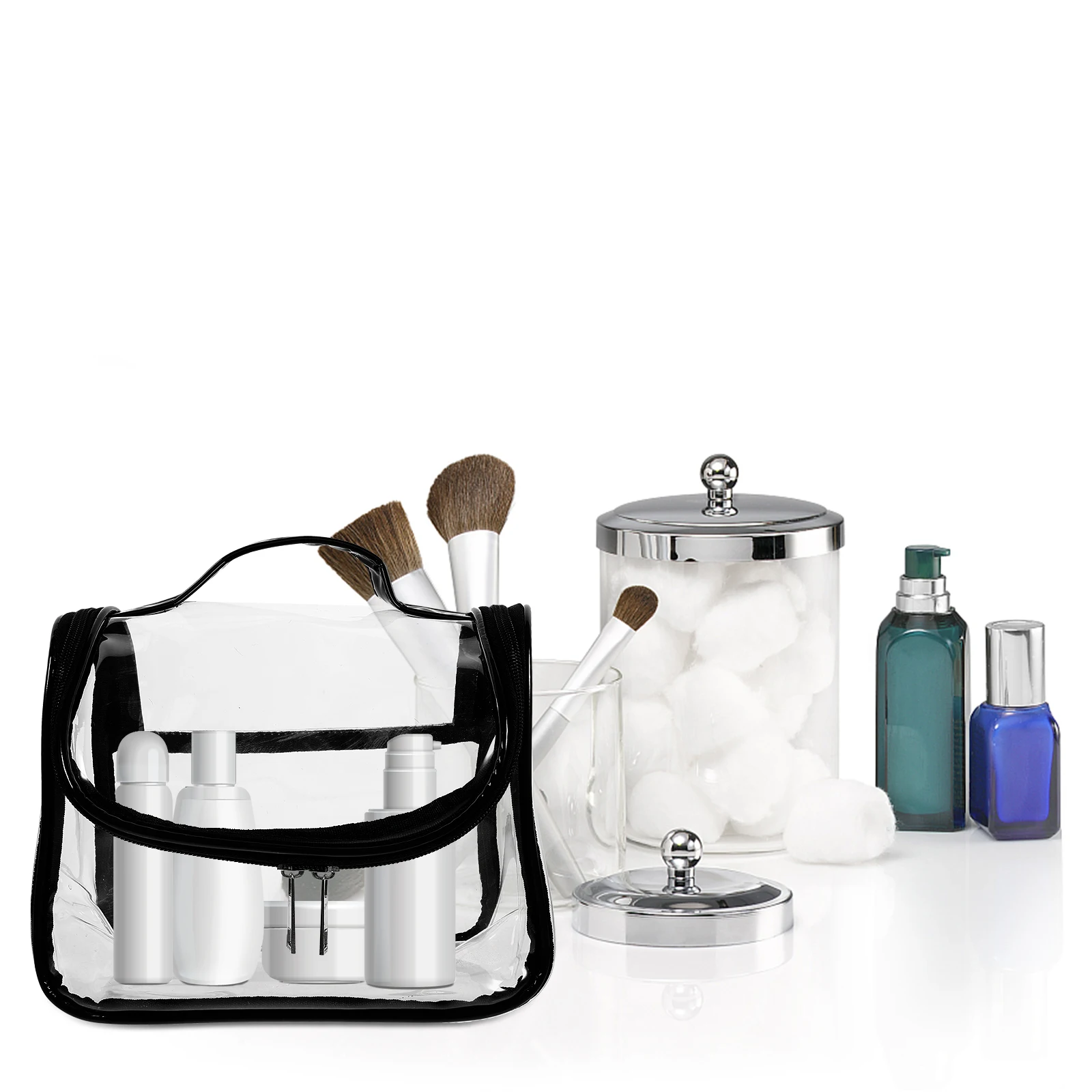 

PVC Transparent Bag Pink Waterproof Travel Makeup Storage Zipper H held Toiletry Bag Women Portable ganizer