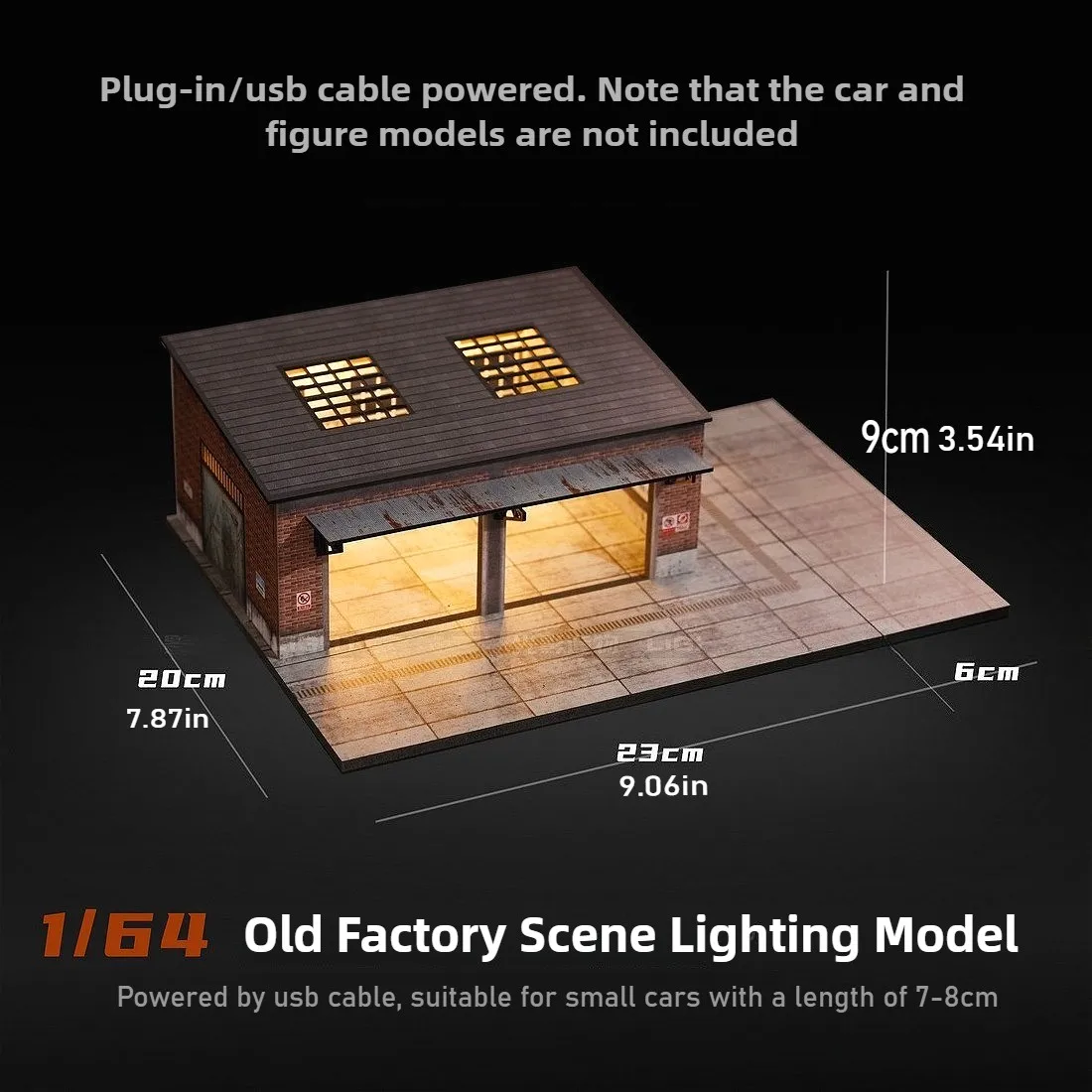 Diorama 1/64 modelo de construcción de fábrica ciudad escena de calle estacionamiento modelo antiguo edificio de fábrica modelo de garaje juguete para regalo