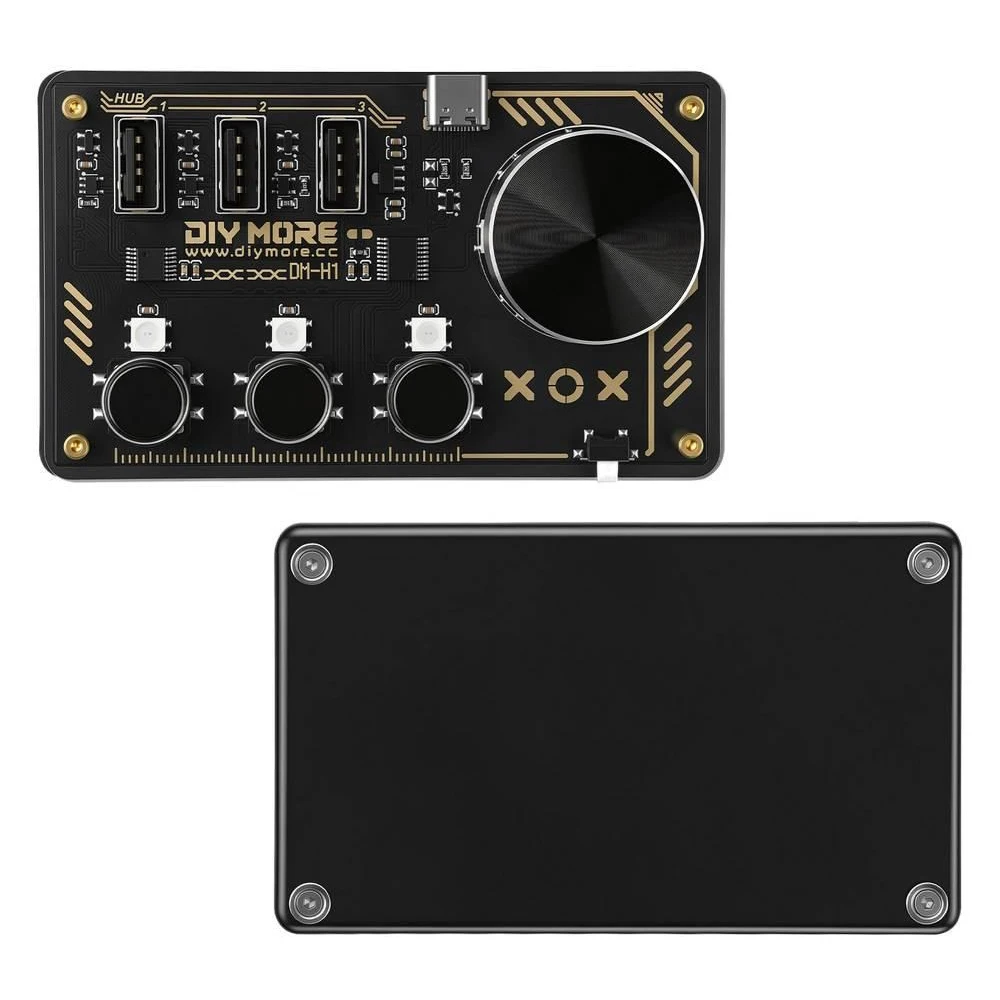 USB HUB CH554T DC5V Dock Desktop Macro Controller EC11 Rotary Encoder 3 Programmable Buttons 11 WS2812B RGB LED WebHID Config